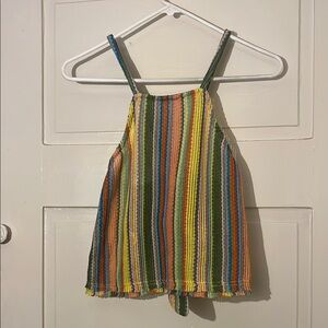 J.O.A. Multicolor Knit Halter Tie Back Top